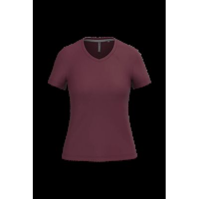 Camiseta de manga corta cuello pico mujer Wine M