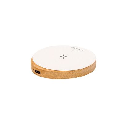 Cargador Circular Qi 15W Bambú