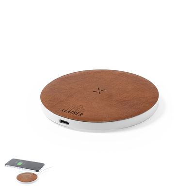 Cargador Qi RoHS 15W Cuero Reciclado