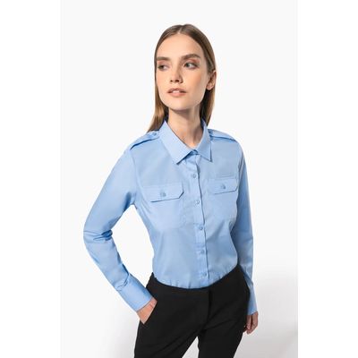 Camisa piloto manga larga mujer