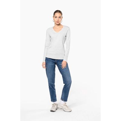 Camiseta manga larga mujer algodón entallada