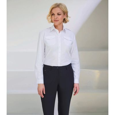 Camisa de piloto mujer manga larga White 8 Uk