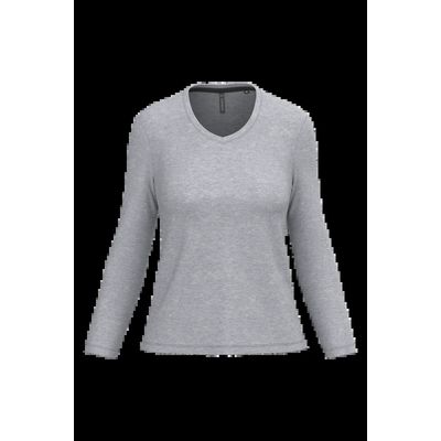 Camiseta manga larga mujer algodón entallada Oxford Grey L