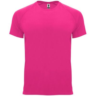 Camiseta técnica manga corta cuello redondo Rosa Fluor 3Xl