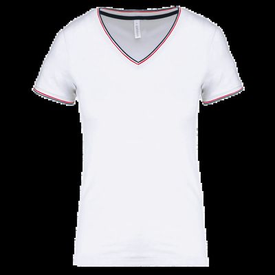 Camiseta de punto piqué mujer White / Navy / Red Xxl
