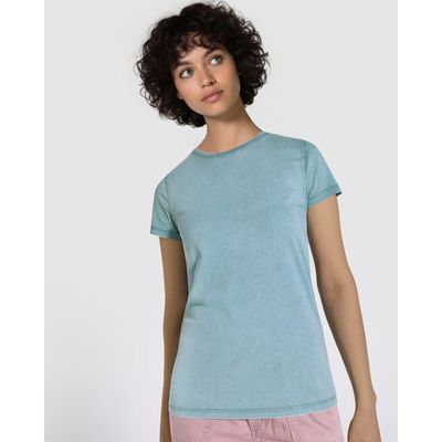 Camiseta mujer algodón efecto desgastado