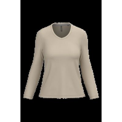 Camiseta manga larga mujer algodón entallada Light Sand L