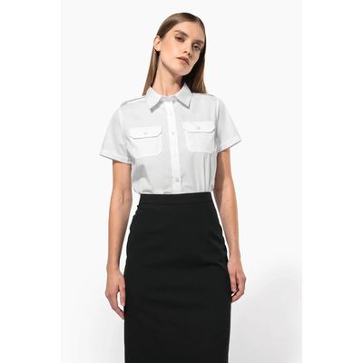 Camisa piloto manga corta mujer