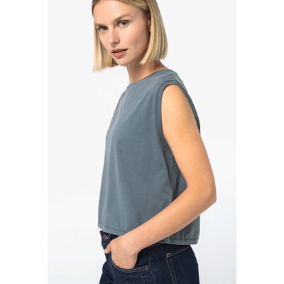 Camiseta crop top sin mangas