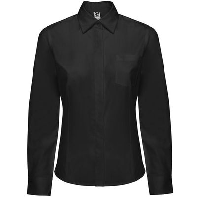 Camisa Mujer Entallada con Bolsillo Negro S