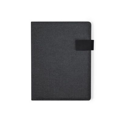 Carpeta RPET con solapa bloc soporte y bolsillos Neg