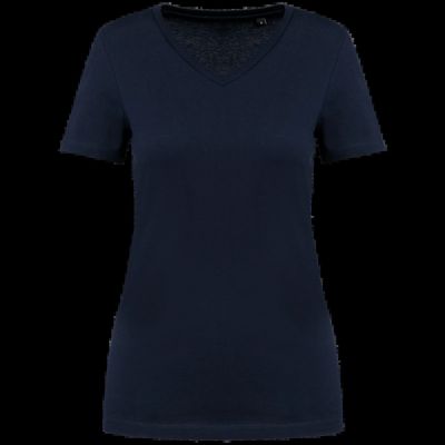 Camiseta algodón cuello pico mujer Deep Navy Xs