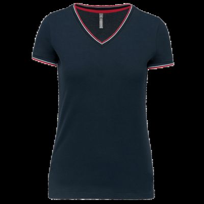 Camiseta de punto piqué mujer Navy / Red / White M