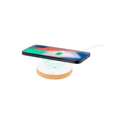 Cargador Circular Qi 15W Bambú