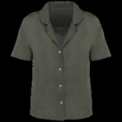 Camisa de lino manga corta para mujer Organic Khaki M