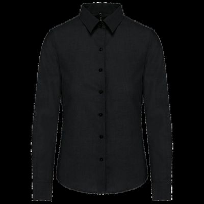 Camisa entallada mujer tejido de cuidado fácil Black Xxl