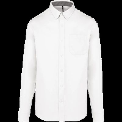 Camisa de algodón con bolsillo y cuello con botones White 3Xl
