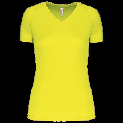 Camiseta de deporte mujer cuello de pico Fluorescent Yellow S