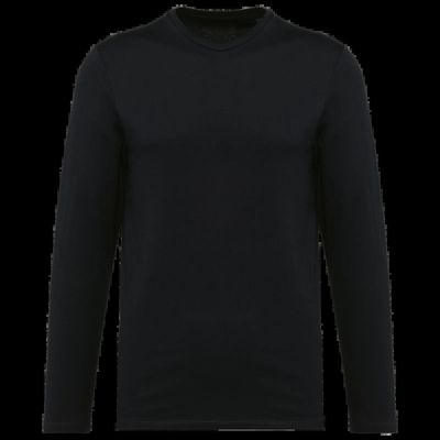 Camiseta algodón cuello redondo manga larga Black S