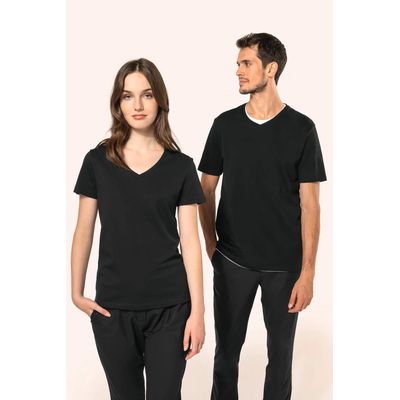 Camiseta algodón cuello pico mujer
