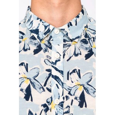 Camisa estampado vegetal lino hombre