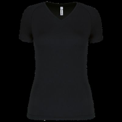 Camiseta de deporte mujer cuello de pico Black M