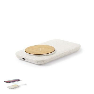 Cargador inalámbrico de linea nature con bambú y caña de trigo
