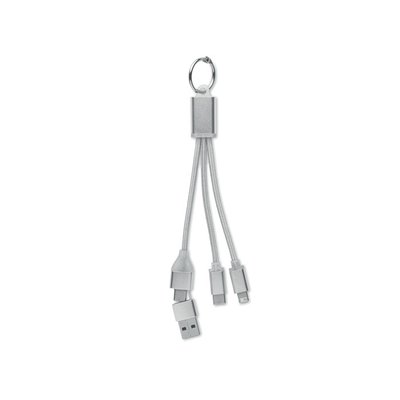 Cable de Carga 4 en 1 Llavero Plata