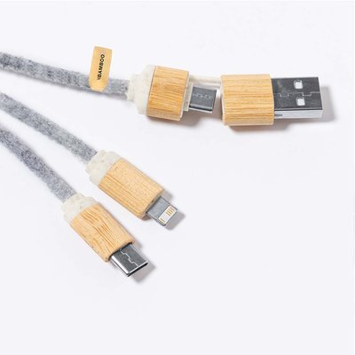 Cable Cargador Multiconexión Bambú/Fieltro