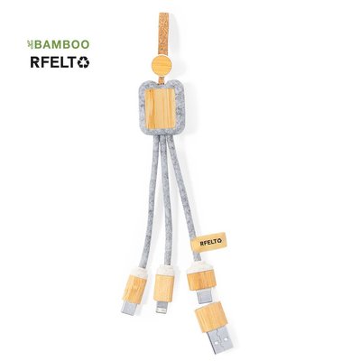 Cable Cargador Multiconexión Bambú/Fieltro