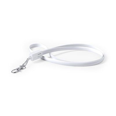 Cable plano USB cargador con conexión Tipo C y cierre de mosquetón metálico Bla