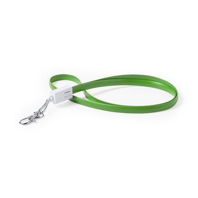 Cable plano USB cargador con conexión Tipo C y cierre de mosquetón metálico Ver
