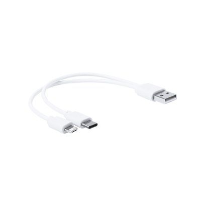 Cable USB personalizado a tipo-c y dual micro usb/lightning Blanco