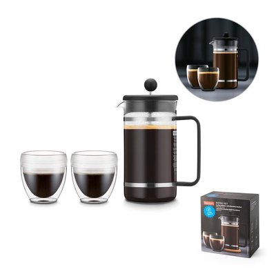 Cafetera de Prensa Inox 1L con Tazas