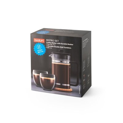 Cafetera de Prensa Inox 1L con Tazas