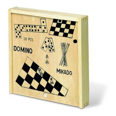 Caja con 4 juegos fabricados en madera