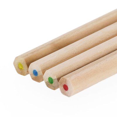 Caja de 4 lápices de madera hexagonal