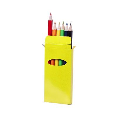 Caja colorida con 6 lápices de colores Amarillo