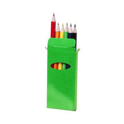 Caja colorida con 6 lápices de colores Verde