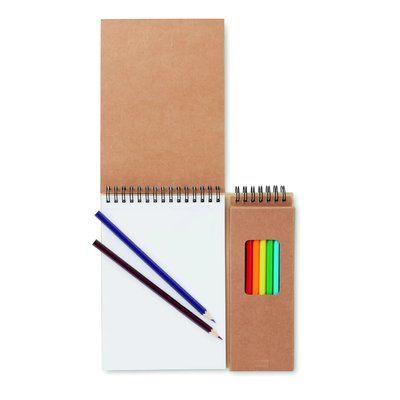 Caja con cuaderno para colorear y 8 lápices de colores