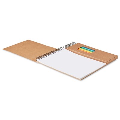 Caja con cuaderno para colorear y 8 lápices de colores