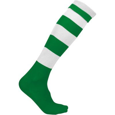 Calcetines altos a rayas unisex Dark Green / White 39/42