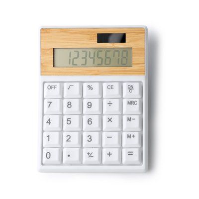 Calculadora de 8 dígitos en ABS reciclado y bambú Blanco