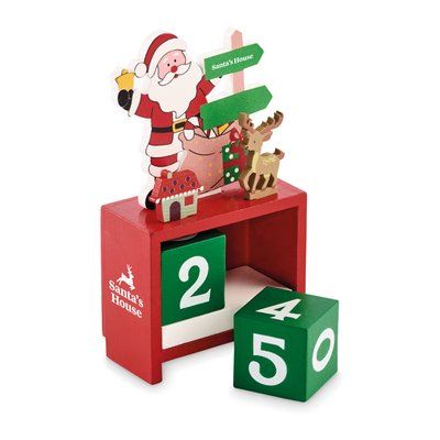 Calendario navideño de madera