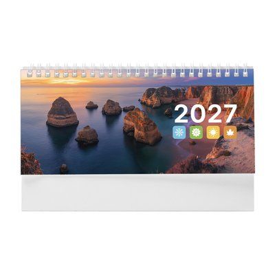 Calendario de sobremesa con anillas Blanco