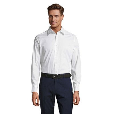Camisa Ajustada Hombre Algodón/Elastano Blanco 5Xl