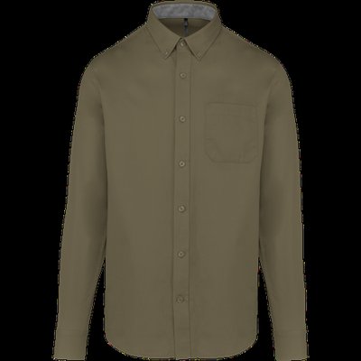 Camisa de algodón con bolsillo y cuello con botones Light Khaki Xs