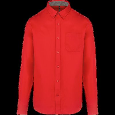 Camisa de algodón con bolsillo y cuello con botones Red XXL