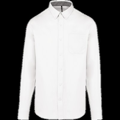 Camisa de algodón con bolsillo y cuello con botones White 3XL