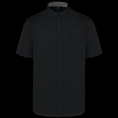 Camisa de algodón manga corta hombre Black L